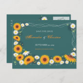 Carte Postale Faire-part Faire part de mariage Fleur de tournesol Épargnez  (Devant / Derrière)
