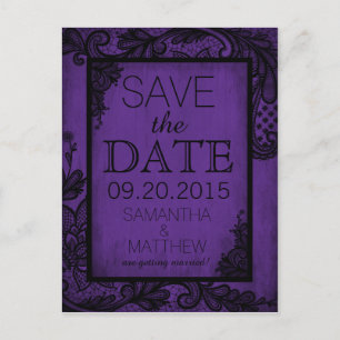 Carte Postale Faire-part Faire part de mariage gothique grunge en dentelle