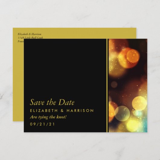 Carte Postale Faire-part Faire part de mariage lumières Bokeh crépuscule (Devant / Derrière)