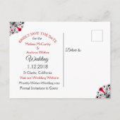 Carte Postale Faire-part Faire part de mariage Mandala noir et rouge (Dos)
