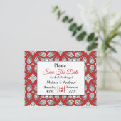 Carte Postale Faire-part Faire part de mariage Mandala noir et rouge (Debout devant)