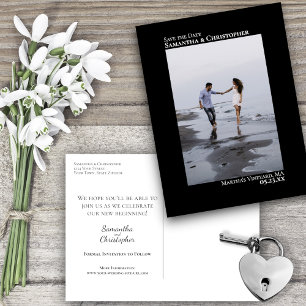 Carte Postale Faire-part Faire part de mariage minimaliste noir Photo
