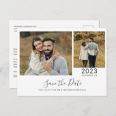 Carte Postale Faire-part Faire part de mariage moderne à 2 photos (Devant / Derrière)