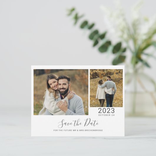 Carte Postale Faire-part Faire part de mariage moderne à 2 photos (Debout devant)