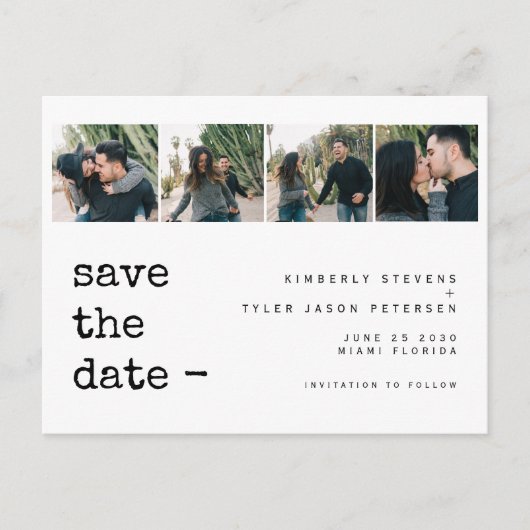 Carte Postale Faire-part Faire part de mariage moderne en collage photo (Devant)