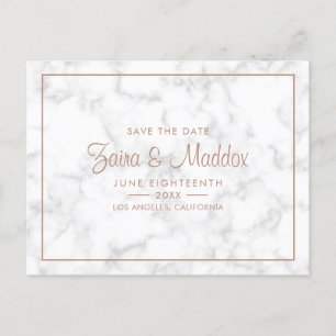 Carte Postale Faire-part Faire part de mariage moderne gris marbre avec Ros