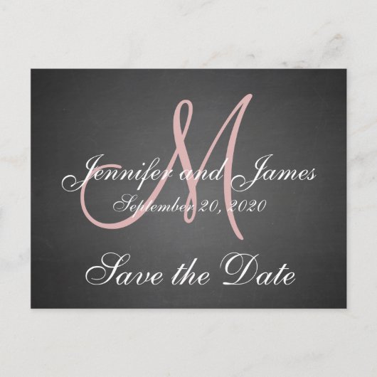Carte Postale Faire-part Faire part de mariage Monogram Chalkboard (Devant)