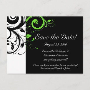 Carte Postale Faire-part Faire part de mariage noir/blanc/vert citron à tou