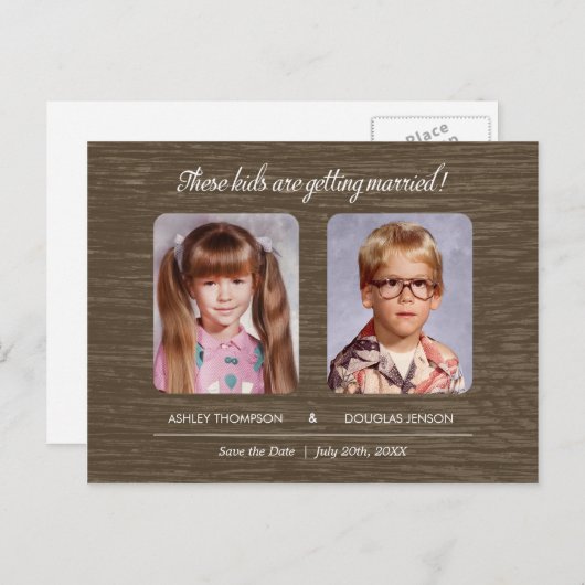 Carte Postale Faire-part Faire part de mariage photo ancienne rustique (Devant / Derrière)