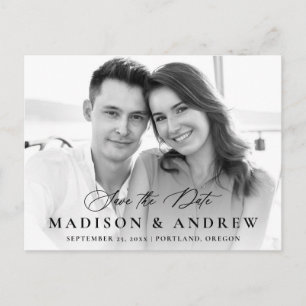 Carte Postale Faire-part Faire part de mariage photo calligraphie noire mod