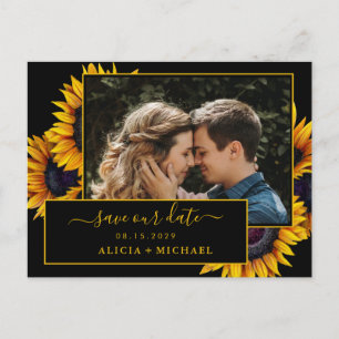 Carte Postale Faire-part Faire part de mariage photo de tournesols rustique