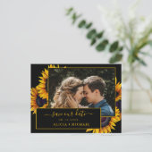 Carte Postale Faire-part Faire part de mariage photo de tournesols rustique (Debout devant)