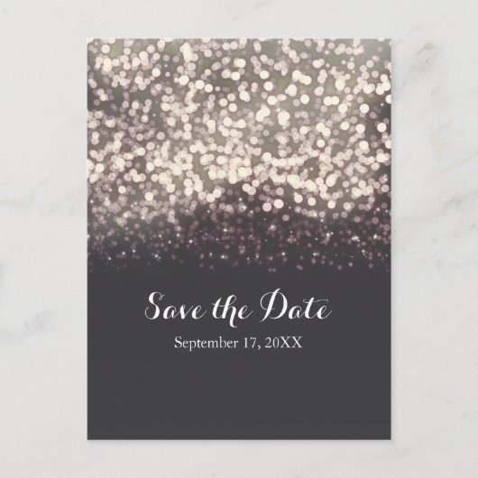 Carte Postale Faire-part Faire part de mariage romantique gris lumières sci (Devant)