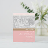 Carte Postale Faire-part Faire part de mariage rose clair et beige (Debout devant)