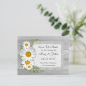 Carte Postale Faire-part Faire part de mariage rustique aux marguerites en (Debout devant)