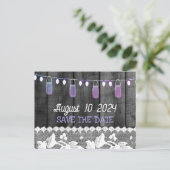 Carte Postale Faire-part faire part de mariage rustique avec bois , dentell (Debout devant)