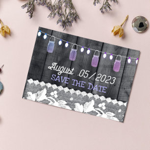 Carte Postale Faire-part faire part de mariage rustique avec bois , dentell