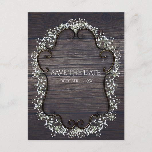 Carte Postale Faire-part Faire part de mariage rustique country western ave (Devant)