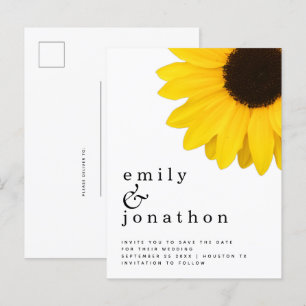 Carte Postale Faire-part Faire part de mariage Tournesol Jaune Rustique