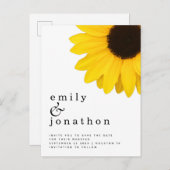 Carte Postale Faire-part Faire part de mariage Tournesol Jaune Rustique (Devant / Derrière)