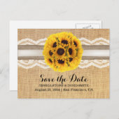 Carte Postale Faire-part Faire part de mariage Tournesol Rustique Lace & Bu (Devant / Derrière)
