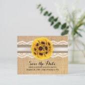 Carte Postale Faire-part Faire part de mariage Tournesol Rustique Lace & Bu (Debout devant)