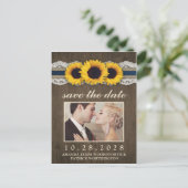 Carte Postale Faire-part Faire part de mariage tournesol rustique toile de  (Debout devant)