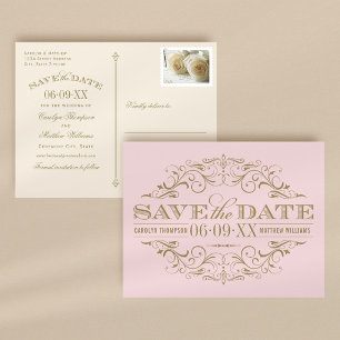 Carte Postale Faire-part Faire part de mariage vintage rose antique