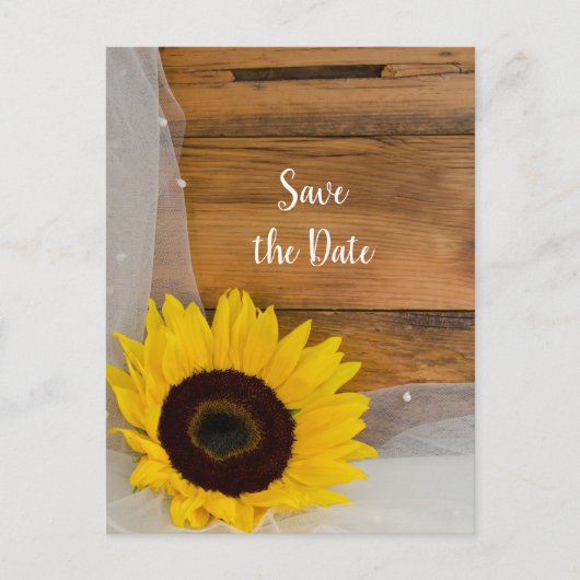 Carte Postale Faire-part Faire part de mariage voile jaune tournesol rustiq (Devant)