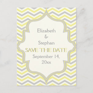 Carte Postale Faire-part Faire part de mariage zigzag chevron gris jaune