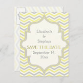 Carte Postale Faire-part Faire part de mariage zigzag chevron gris jaune (Devant / Derrière)