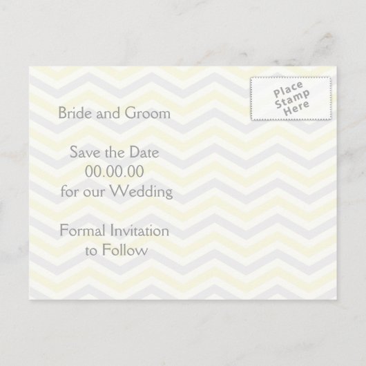 Carte Postale Faire-part Faire part de mariage zigzag chevron gris jaune (Dos)