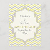 Carte Postale Faire-part Faire part de mariage zigzag chevron gris jaune (Devant)