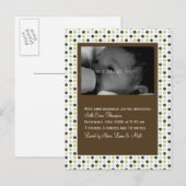 Carte Postale Faire-part Faire part de naissance bébé pois chocolat (Devant / Derrière)