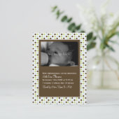 Carte Postale Faire-part Faire part de naissance bébé pois chocolat (Debout devant)