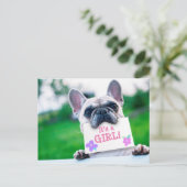 Carte Postale Faire-part Faire part de naissance de bébé fille avec chien p (Debout devant)