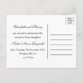 Carte Postale Faire-part Faire part de naissance fille avec pot Mason Burla (Dos)