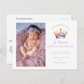 Carte Postale Faire-part Faire part de naissance photo fille couronne de pr (Devant / Derrière)