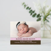 Carte Postale Faire-part Faire part de naissance simplement charmant rose b (Debout devant)