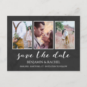 Carte Postale Faire-part Faire part de photo collage Charbon & Blanc