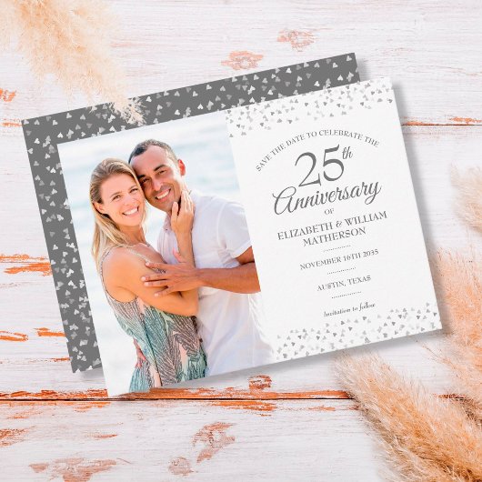 Carte Postale Faire-part Faire part de photo pour les 25 ans de mariage cœu