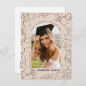 Carte Postale Faire-part Faire part de remise de diplôme avec arche florale (Devant / Derrière)