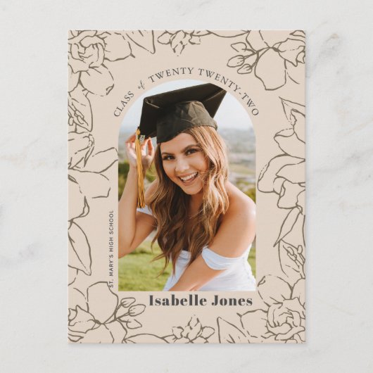 Carte Postale Faire-part Faire part de remise de diplôme avec arche florale (Devant)