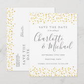 Carte Postale Faire-part Faire part de sauvegarde coeurs confettis or écrit (Devant / Derrière)