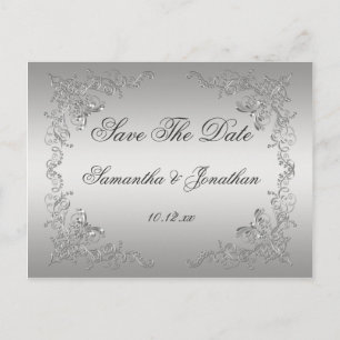 Carte Postale Faire-part Faire part de Silver Ombre Orné de Spirales Argent