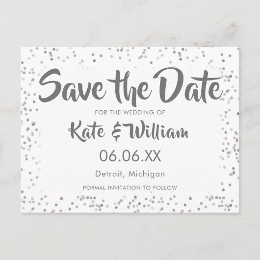 Carte Postale Faire-part Faire part de Silver Stardust Confetti (Devant)