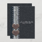 Carte Postale Faire-part Faire part de style western glamour en cuir noir e (Devant / Derrière)