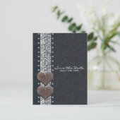 Carte Postale Faire-part Faire part de style western glamour en cuir noir e (Debout devant)