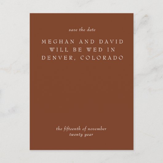 Carte Postale Faire-part Faire part de Terracotta Rustique Orange Brûlé (Devant)