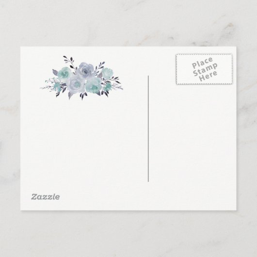 Carte Postale Faire-part faire part floral bleu poussiéreux (Dos)